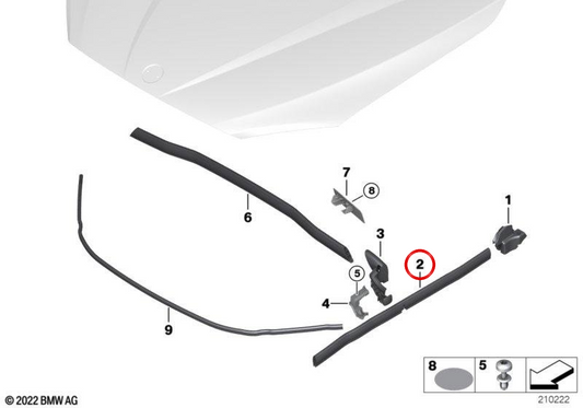 Sigillatura laterale del vano motore OEM 51762991416 per BMW E84. BMW originale.