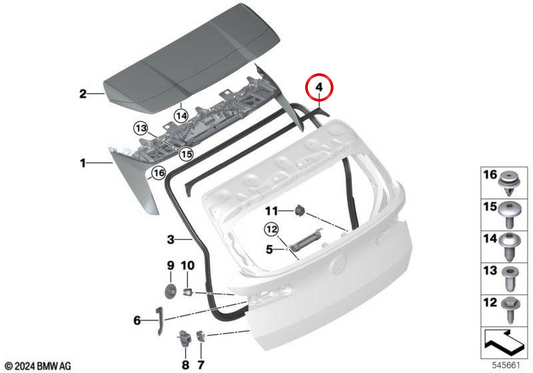 Vedante de ranhura do tejadilho OEM 51765A25C69 para BMW X3 G45, X3L G48. Original BMW.