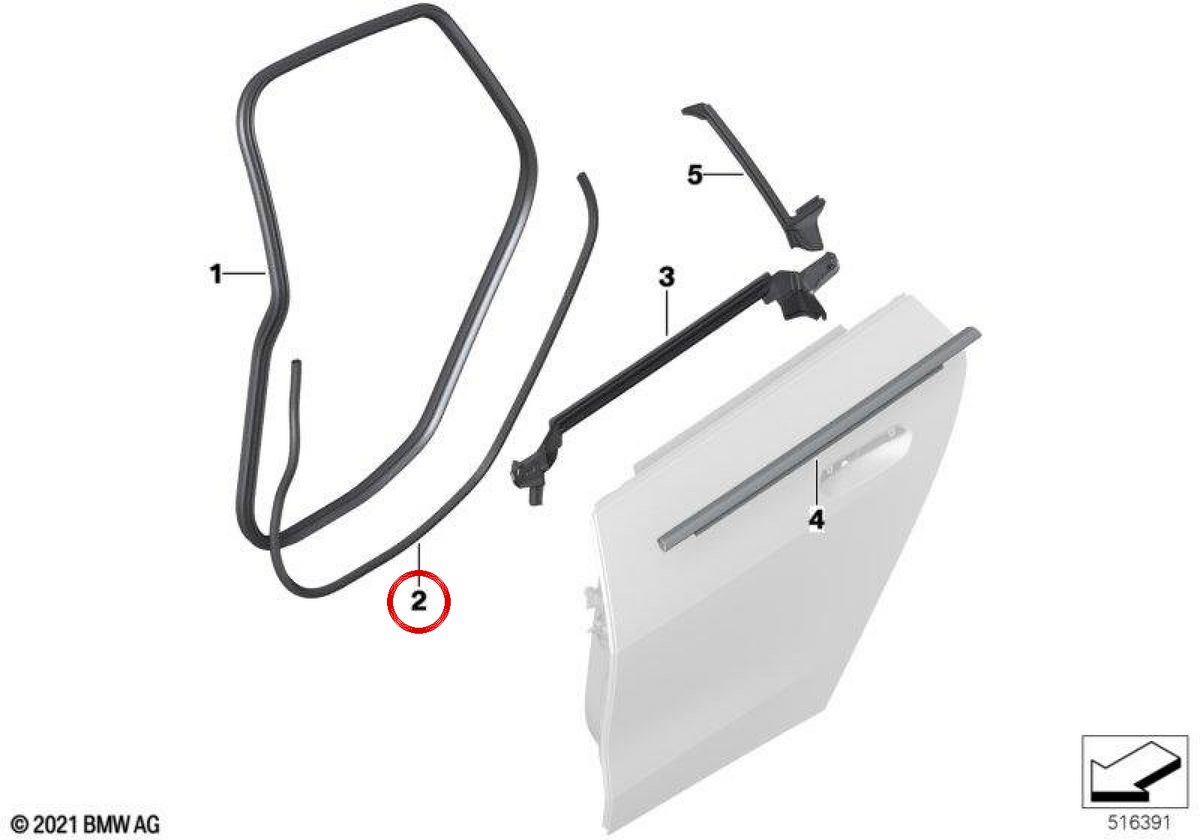 Sigillo della porta OEM 51765A400A9 per BMW G26. BMW originale.