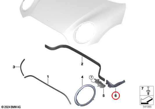 Junta de parede frontal direita OEM 51765A4E422 para MINI F65, F66, Cabrio F67. MINI originais.