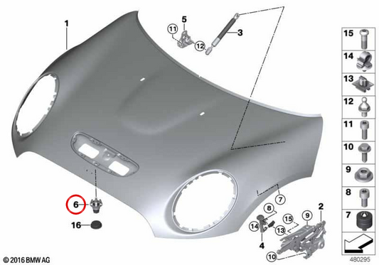 Ajusteur OEM 51765A62345 pour MINI F56 LCI, F66, F55 LCI, Clubman F54 LCI, Cabrio F67 et plus. MINI d'origine.