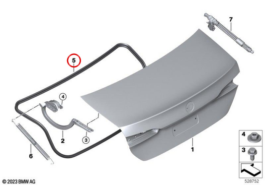 OEM 51765A64E09 Articolazione del pone posteriore per BMW G60, G90. BMW originale.