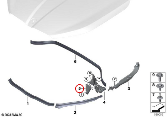 Vedação de parede do painel OEM 51767011121 para BMW X2 U10 iX2 xDrive20, iX2 xDrive30. BMW genuíno.