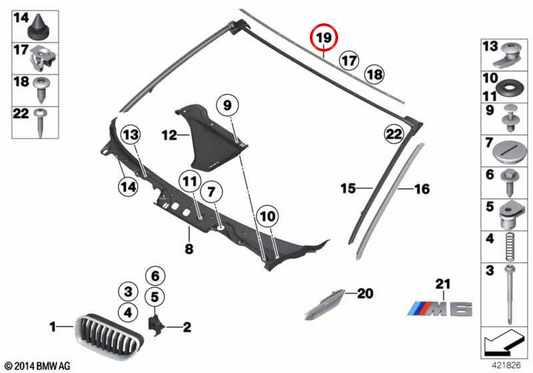 ROBRESAS COBRECOWL ONTE OEM 51767221305 for BMW F12, F13. Original BMW.
