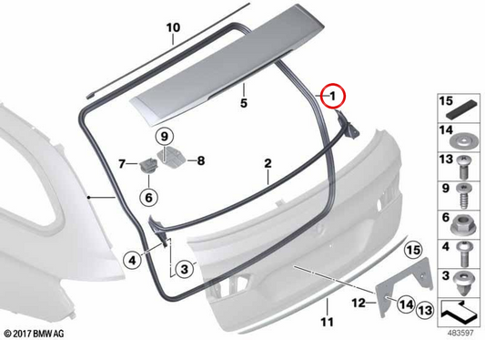 OEM 51767297429 Heck -Porton -Board für BMW F11. Original BMW.