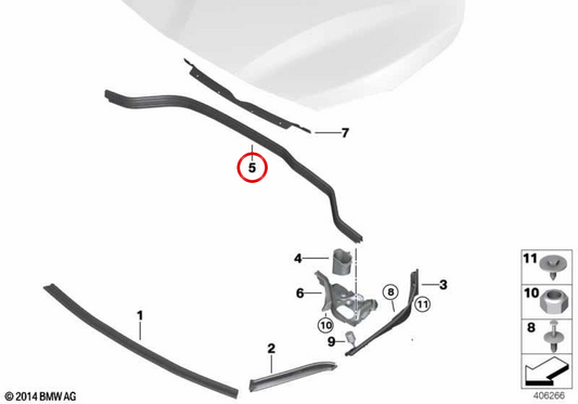 OM 51767300516 Heck Capó Pondo Board für BMW F45, F46. Original BMW.