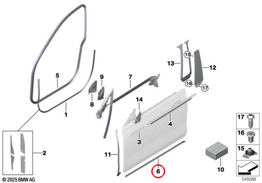 Board de porte d'entrée gauche OEM 51767416353 pour BMW G32. BMW d'origine.