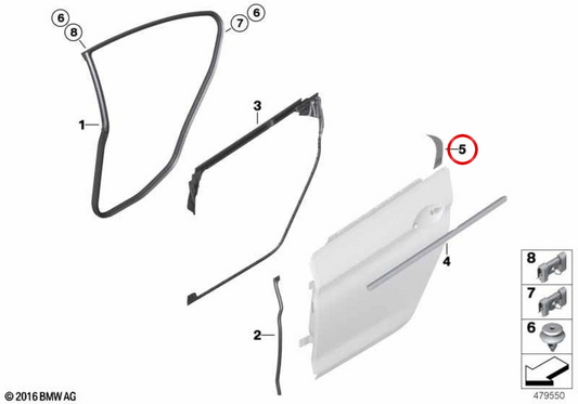 Moldura Pilar C Izquierda OEM 51767453359 para BMW F06. Original BMW.