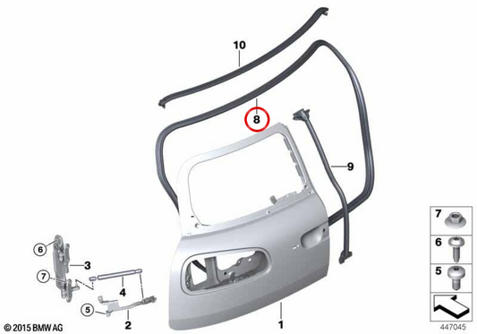 OEM-Eckstück für den Kofferraumdeckel 51767465031 für MINI Clubman F54, F54 LCI. Originaler MINI.