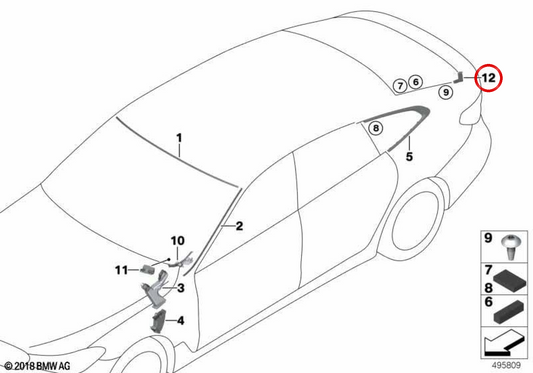 Copertura destra OEM 51767465436 per BMW G32. BMW originale.