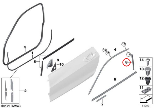 Conseil gauche B Board OEM 51767482711 pour BMW G22, G82. BMW d'origine.