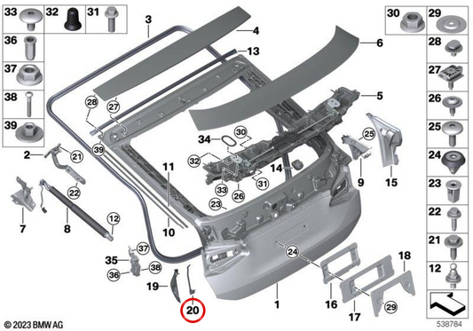 Sellado izquierdo OEM 51767488735 para BMW G32. Original BMW.