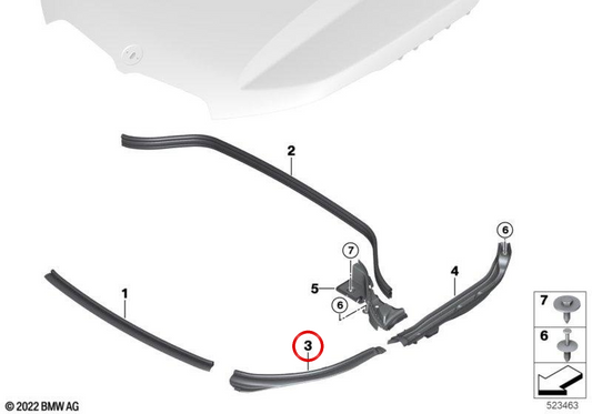 Junta de faro izquierdo OEM 51769883429 para BMW X1 U11, X1L U12. Original BMW.