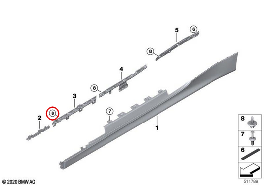 Rivet d'extension OEM 51775A1A0E8 pour BMW G23. BMW d'origine.