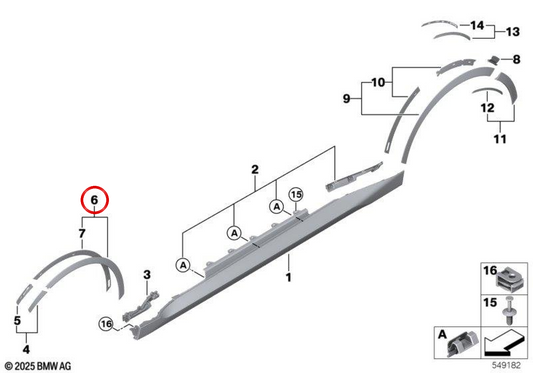 Aretina della ruota anteriore sinistra OEM 51775A2E945 per BMW G42. BMW originale.