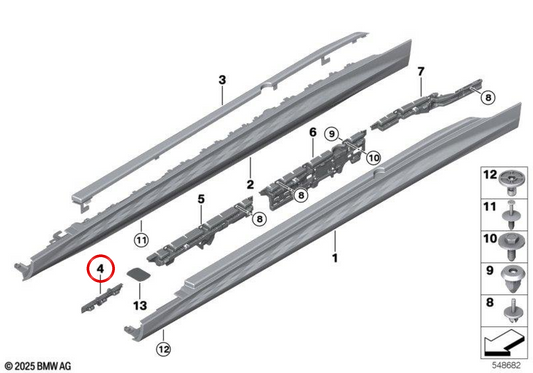 SWRITT LATURA MORMAZIONE SINISTRA OEM 51775A37261 per BMW G60, G61. BMW originale.