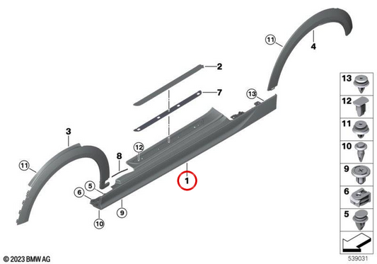Linker Schwellerabschluss JCW OEM 51775A53437 für MINI F67 Cooper C, Cooper S, JCW Cabrio ab 11/2024. Original MINI.
