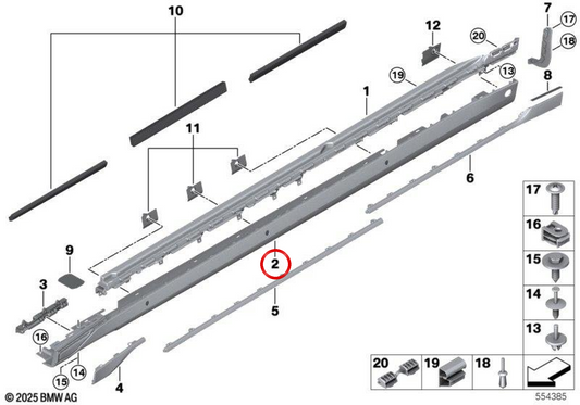 Rechte Fähigkeit der unteren Seite OEM 51775A62B54 für BMW G70. Original BMW.