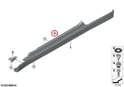 Tülle panel protector umbral OEM 51775A737D9 para MINI Cooper E, Cooper SE, JCW E (J01). Original MINI.