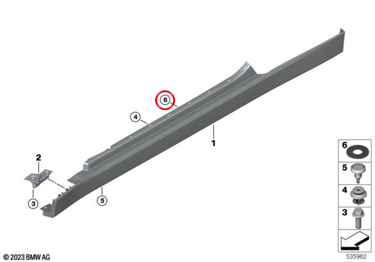 Tülle Protetor Painel Umbral OEM 51775A737D9 para Mini Cooper E, Cooper SE, JCW E (J01). Mini original.