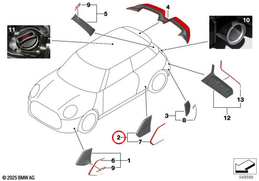 Sportello soglia sinistro OEM 51775B3A2D7 per MINI F66, Cabrio F67. MINI originale.