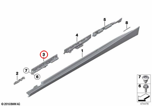 OEM 51777293739 Linksfixieranleitung für BMW F34. Original BMW.