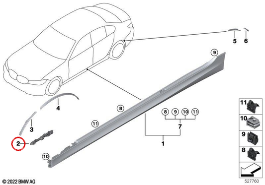 Rechte Stützleiste OEM 51777428036 für BMW 3er G20, G21, G28... und mehr. Original BMW.