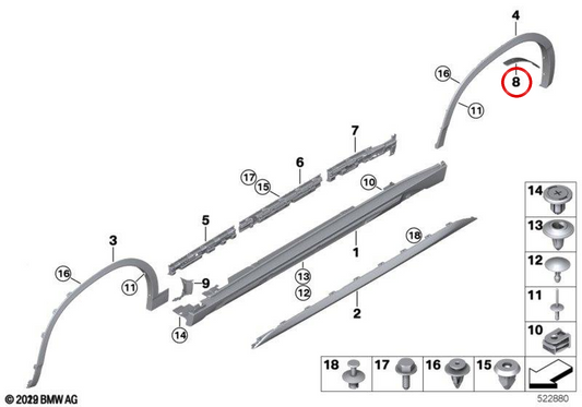 Finning posteriore destro OM 5177436518 per BMW F39. BMW originale.