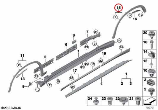 Stampa di stampa della ruota posteriore sinistra OEM 51778067703 per BMW F48. BMW originale.
