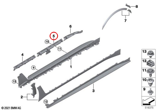 OEM Right Side Support Guide 51778737092 für BMW G26. Original BMW.