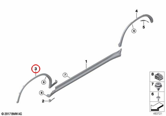 Radlaufverkleidung vorne rechts OEM 51779498814 für BMW X3 G01 und iX3 G08. Original BMW