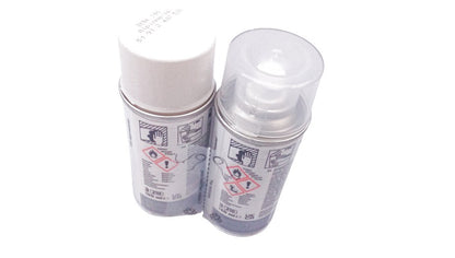 Spray de tinta branca alpina (Alpinweiss uni) 2x150ml OEM 51912407535 para BMW Motorrad {KK56, K75, K75 S, R100 GS PD, R65 GS, R80 GS, R80 GS PD}. BMW genuíno.