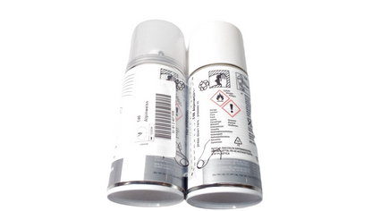 Spray de tinta branca alpina (Alpinweiss uni) 2x150ml OEM 51912407535 para BMW Motorrad {KK56, K75, K75 S, R100 GS PD, R65 GS, R80 GS, R80 GS PD}. BMW genuíno.
