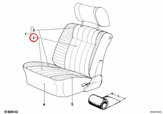 Tecido de estofamento OEM 51928137580 para BMW E34. BMW genuíno.