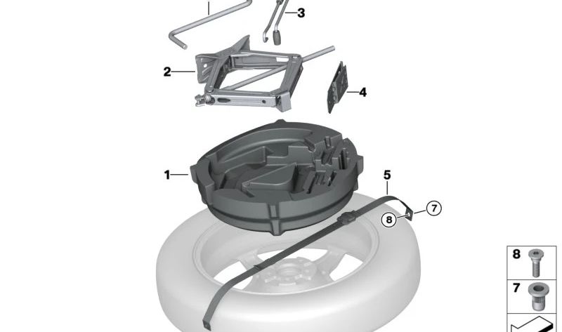 Correa de sujeción rueda de repuesto OEM 71106884478 para BMW G07. Original BMW.