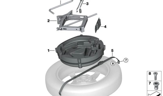 Correa de sujeción rueda de repuesto OEM 71106884478 para BMW G07. Original BMW.