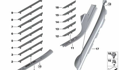 Embellédor Entrée Porte arrière OEM 51477357049 pour BMW X5 F15. BMW d'origine.