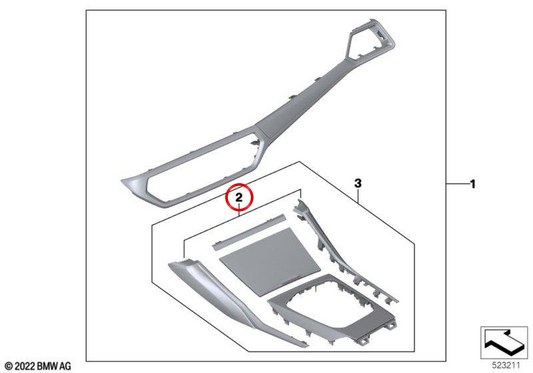 Apoyos de rodilla en Alcántara OEM 51955A27343 para BMW G20, G20N, G21, G21N, G28, G28N, G80, G80N, G81, G81N, G22, G22N, G23, G23N, G26, G26E, G26F, G26N, G82, G82N, G83, G83N, G42, G87. Original BMW.