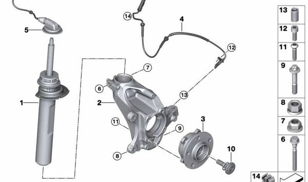 Amortiguador delantero derecho OEM 37106881600 para BMW X1 F48 (sDrive16d, 18i, 20i). Compatible con todos los modelos indicados. Recambio original BMW.