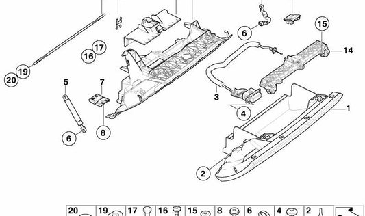 OEM 51167044004 Glove branch for BMW E65, E66. Original BMW.