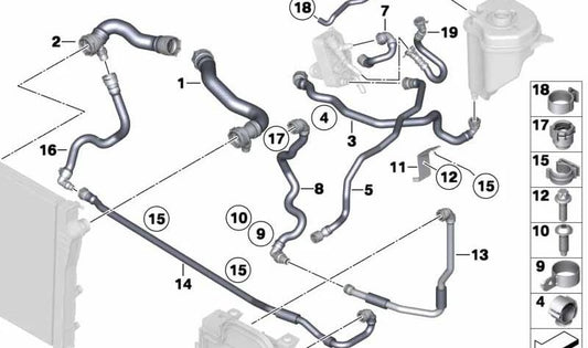 Coupe de refroidissement OEM 17127808079 pour BMW E70 et E71. Remplacement BMW d'origine.