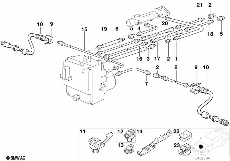 Gummibeschichtete Rohre für BMW 5 E39 -Serie (OEM 34321164250). Original BMW.