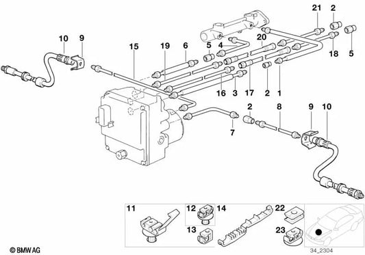 Gummibeschichtete Rohre für BMW 5 E39 -Serie (OEM 34321164250). Original BMW.