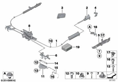 Sistema de Bloqueo para BMW Serie 3 E93, E93N (OEM 54377171222). Original BMW