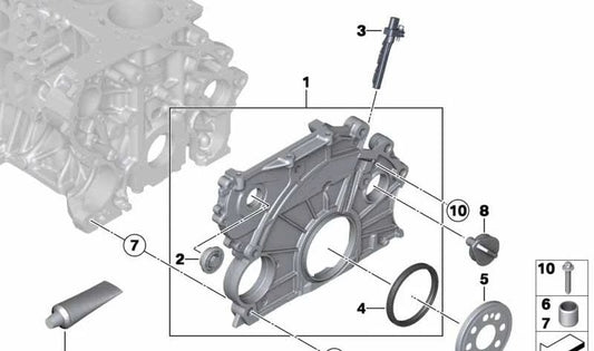 Tapa de la caja de distribución OEM 11148576799 para MINI R56 LCI, Clubman R55 LCI, Cabrio R57 LCI, Coupé R58, Roadster R59, Countryman R60, Paceman R61. Original MINI.