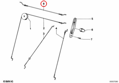 Cable de ajuste asiento OEM 52101854441 para BMW E21, E24. Original BMW.