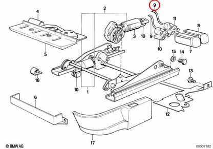 Eje de ajuste respaldo OEM 52101940403 para BMW E28, E24. Original BMW.