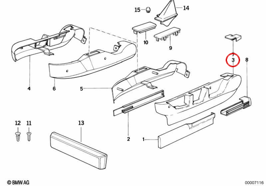 Embellissement extérieur gauche pour la série BMW 5 E34, 7 E32 (OEM 52101950409). BMW d'origine