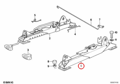 Guide du siège à sortie OM 52101952472 pour BMW E30. BMW d'origine.