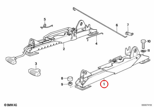 OM OUTPUTED SEAT GUIDE 52101952472 FOR BMW E30. Original BMW.